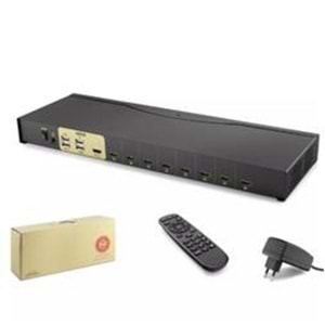 Hadron Hdx1378 8 Port Hdmi Kvm Switch Siyah IR uzaktan kumanda
