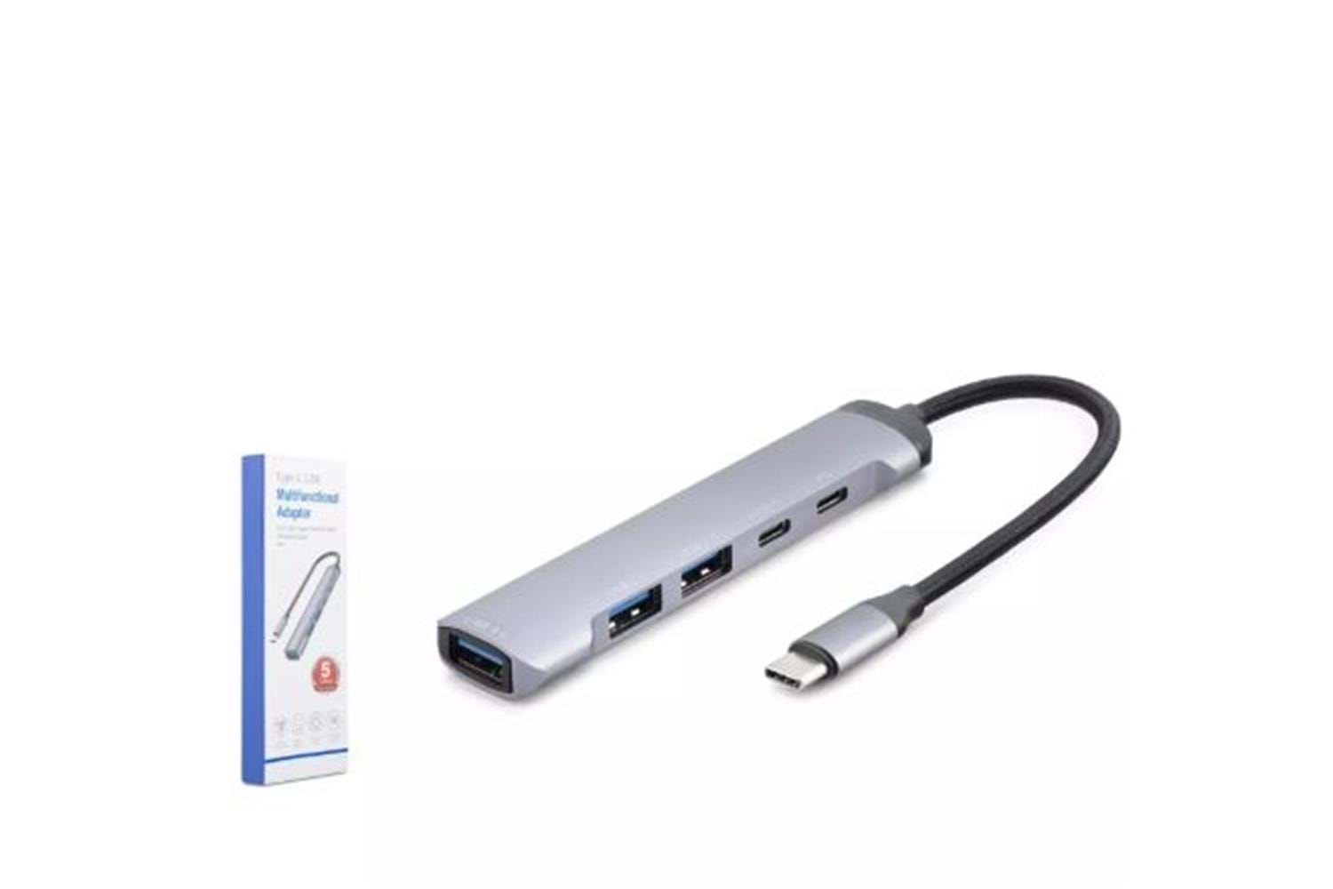 Hadron Hdx7041 Type-C Hub 5-Usb Gri