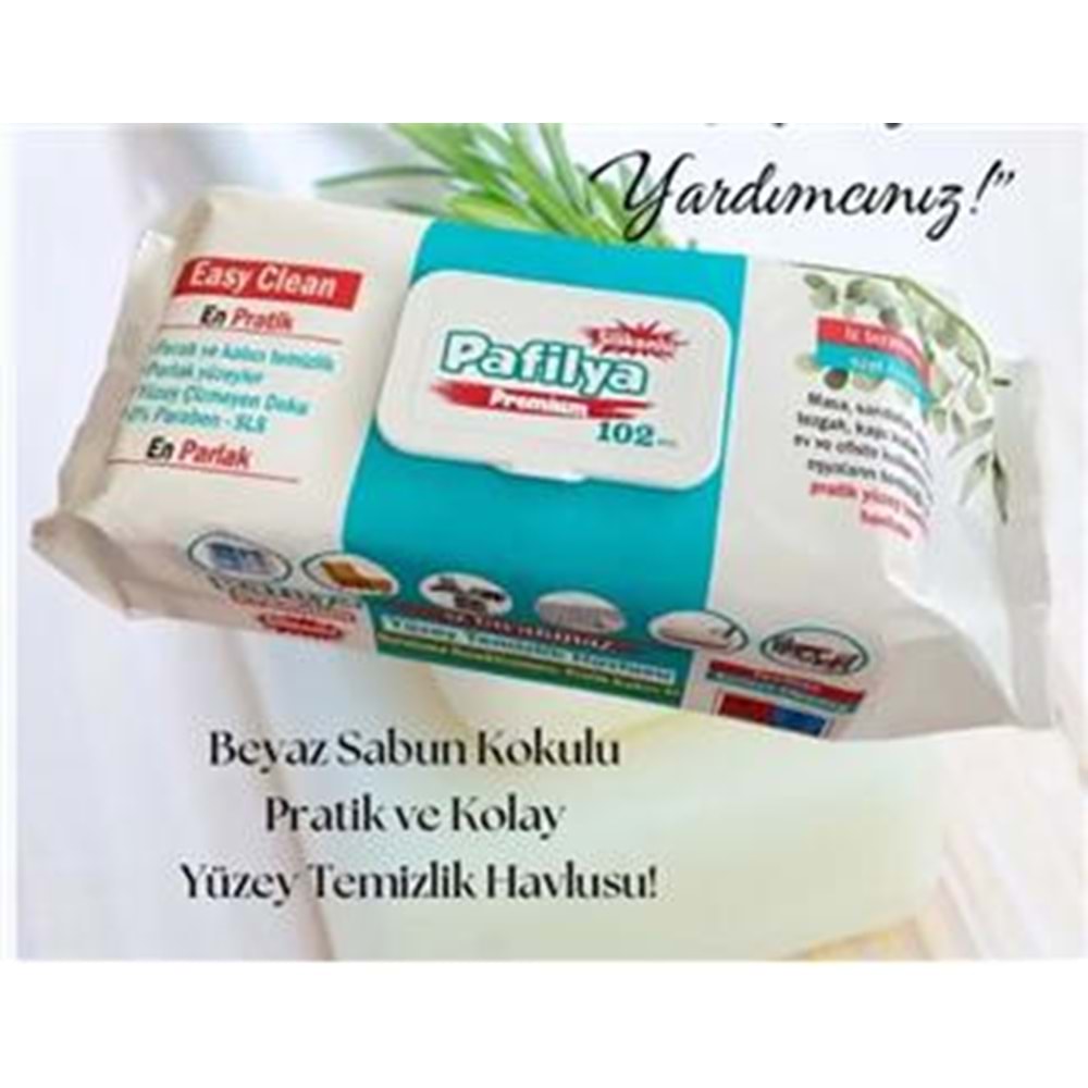 Pafilya Beyaz Sabun Yüzey Temizlik Havlusu 102 li Easy Clean Karbonat & Sirkeli (İz Bırakmaz) 