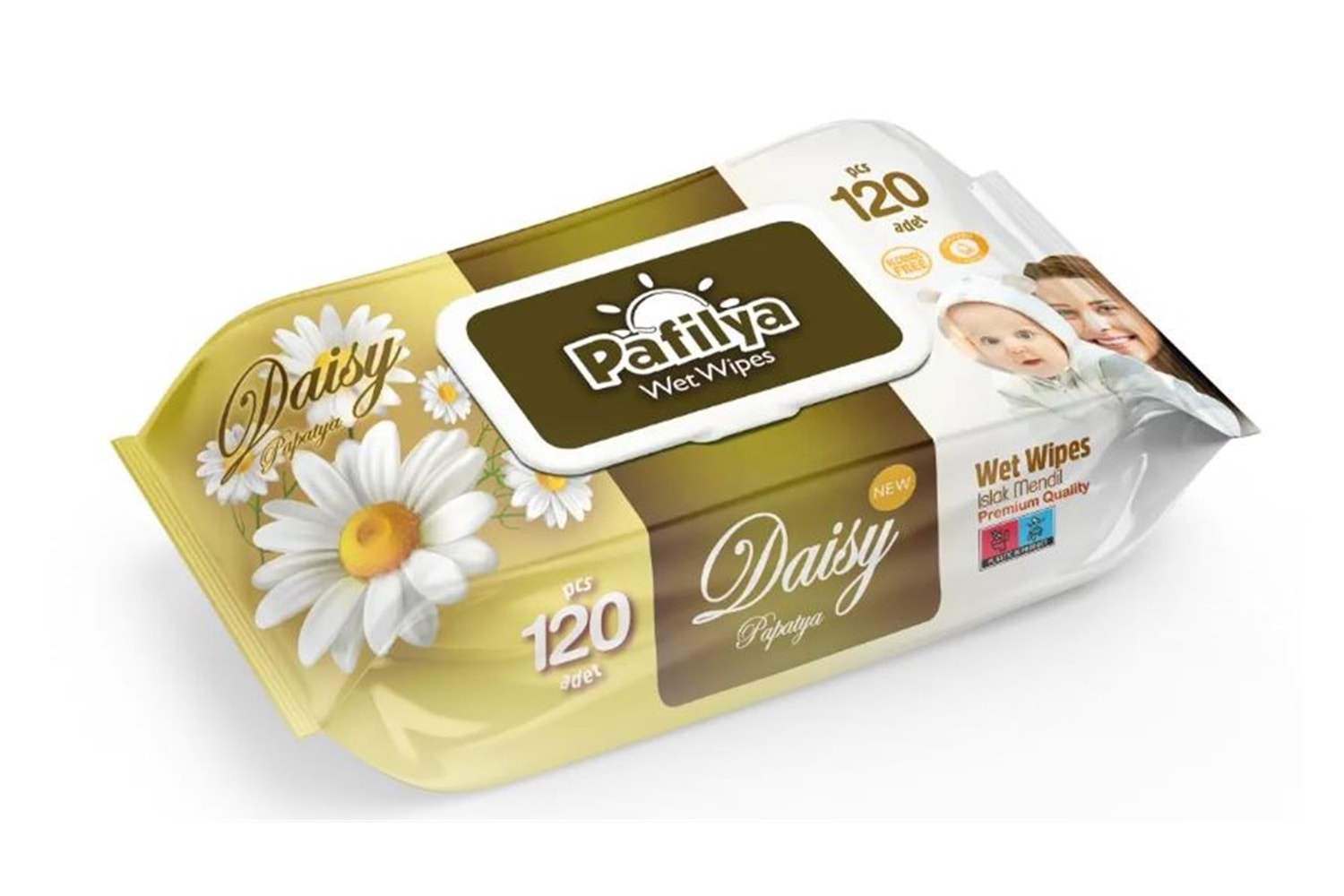 Pafilya Papatya Islak Mendil 120 li (Alcohol Free- Paraben Free) Premium Quality(çiçekli)