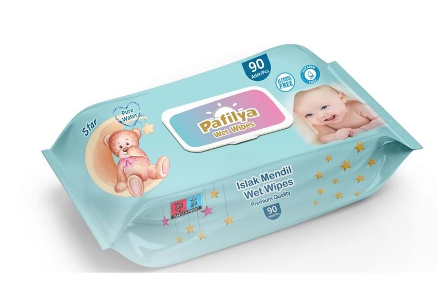 Pafilya Star Bebek Islak Havlu 90 lı (Alcohol Free- Paraben Free) Premium Quality Wet Wipes
