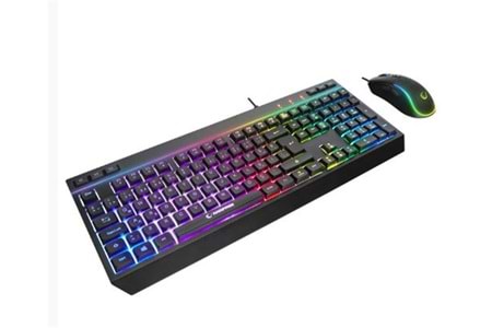 Rampage KM-R57 Siyah RGB Aydınlatmalı Q Oyuncu Multmedia Klavye ve 12800 DPI Mouse Gaming Set
