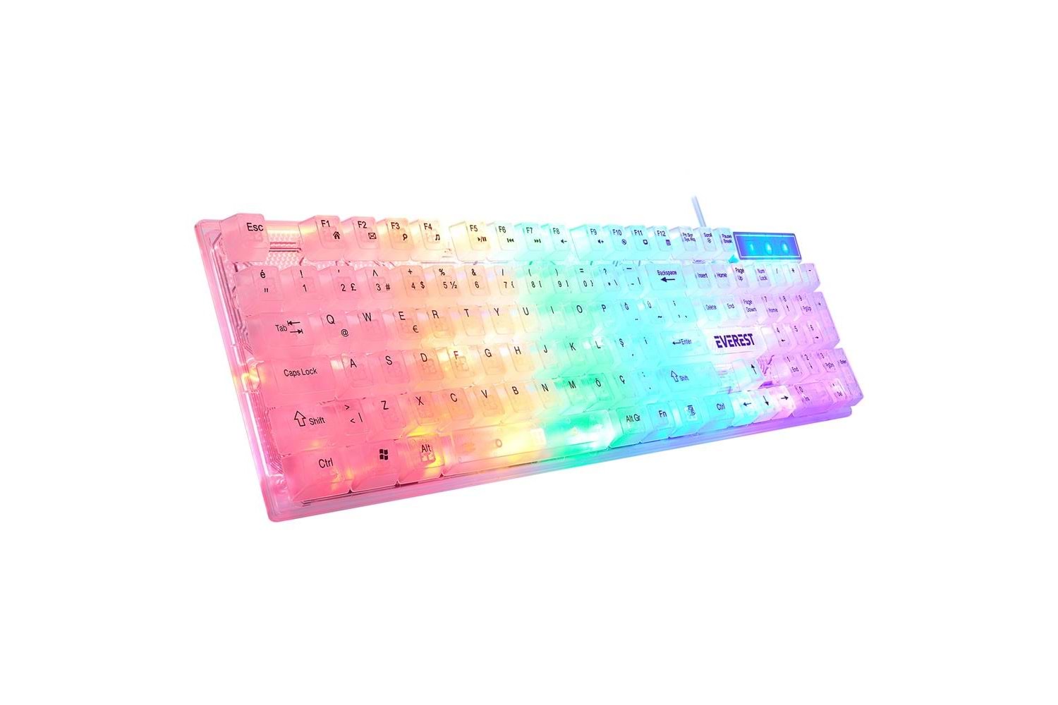 Everest KB-24 Beyaz Rainbow Q Membrane Oyuncu Klavyesi