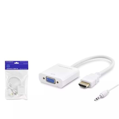Hadron Hdx2019 Hdmi To Vga F Çevirici 1080P + Audio Beyaz