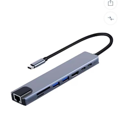 FRISBY FA-7682C Type-c - 8in1 RJ45+TF-SD+HDMI+USB+PD