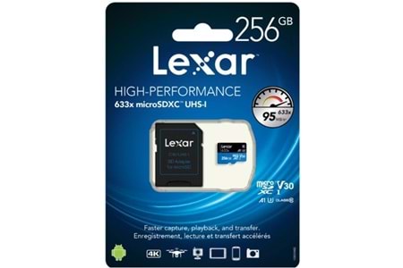Lexar 512gb microSDXC™ UHS-I, SD adaptörlü, 100 MB-snye kadar okuma, 70 MB-snye kadar yazma