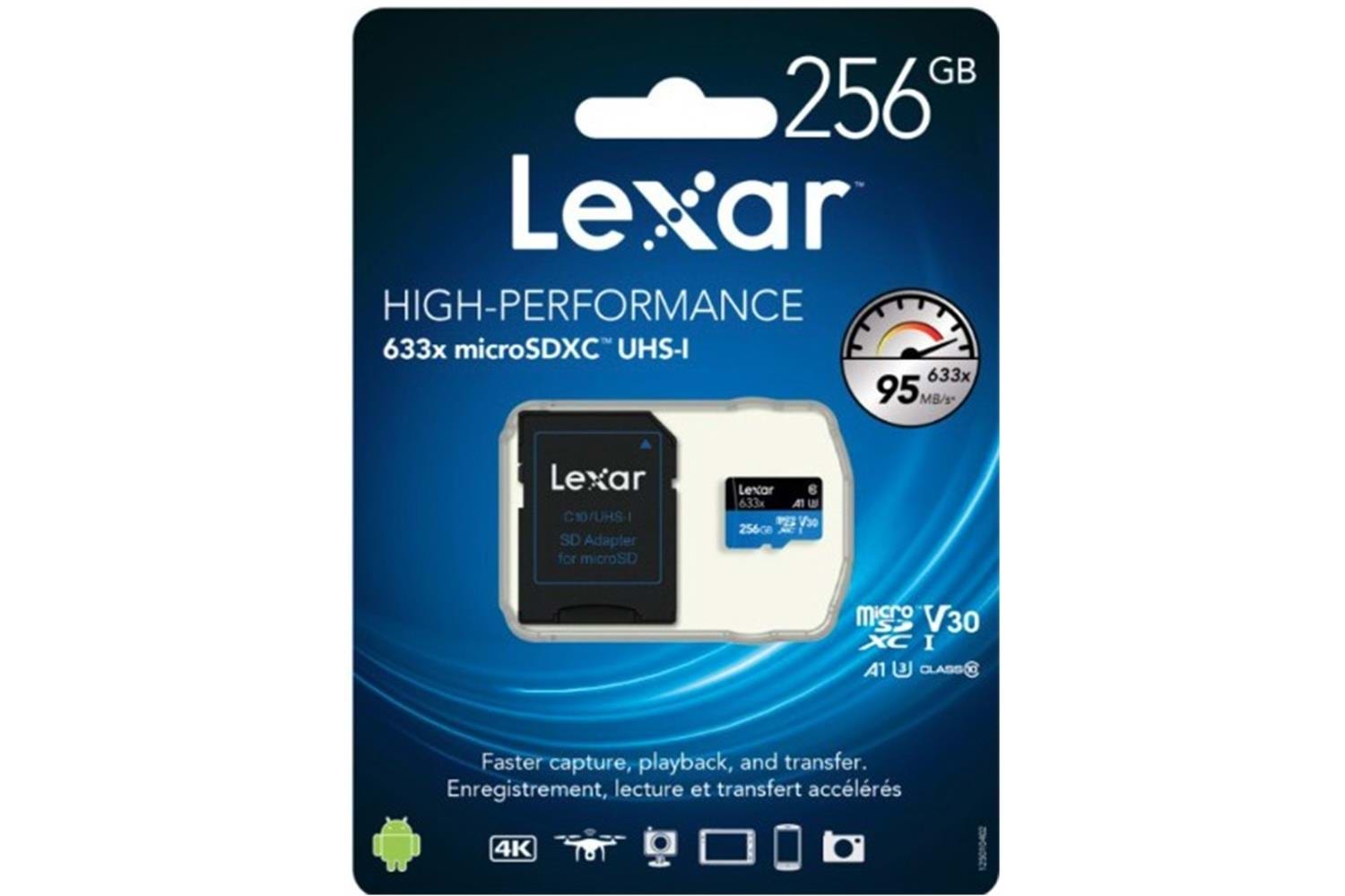Lexar 512gb microSDXC™ UHS-I, SD adaptörlü, 100 MB-snye kadar okuma, 70 MB-snye kadar yazma