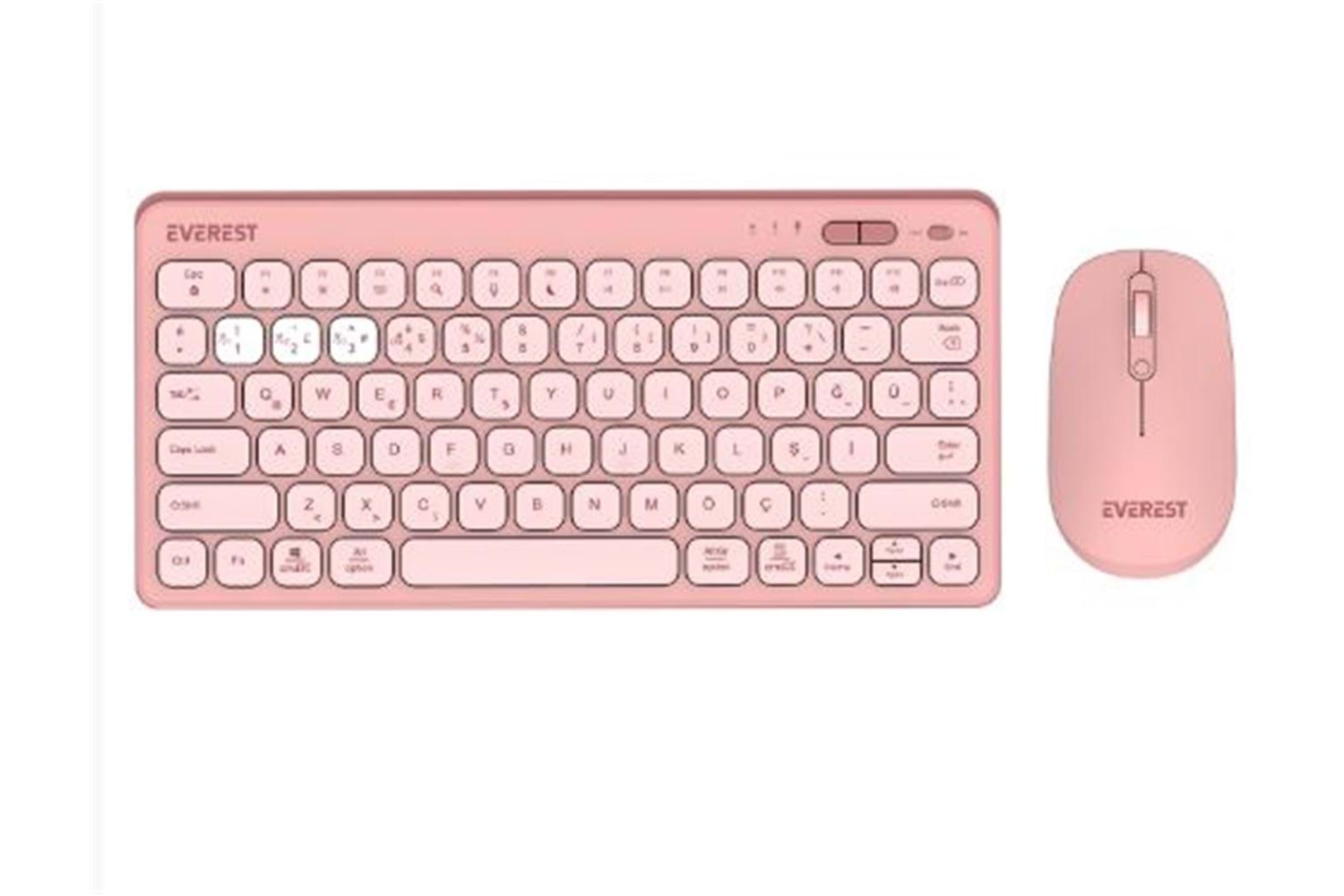 Everest LUMI KM-BT903 Pembe 3in1 3 BT + 2.4 1600dpi Q Kablosuz Klavye + Mouse Set