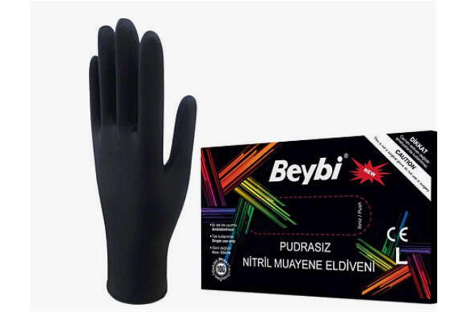 Beybi Muayene Medium Pudrasız Siyah Nitril Eldiven