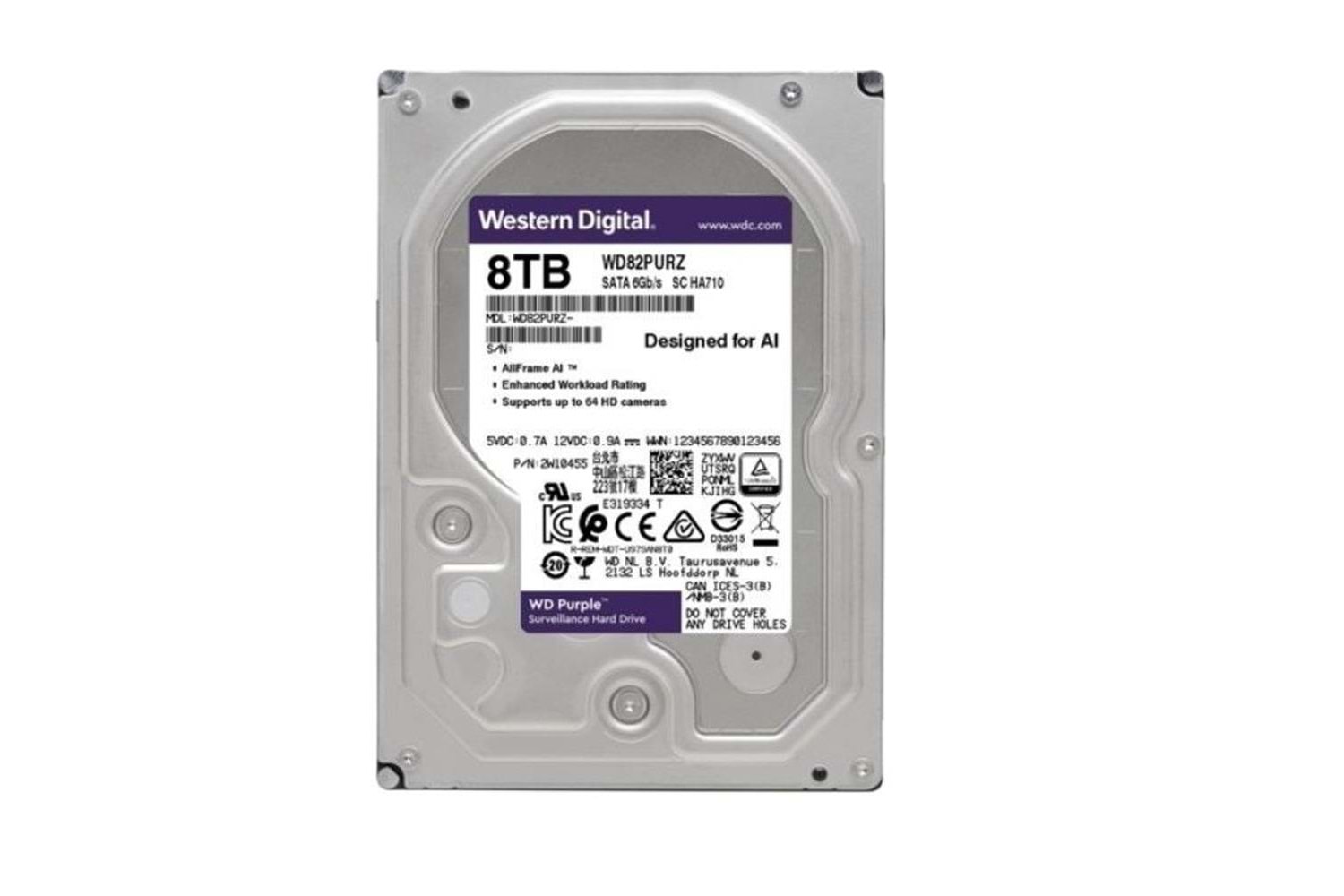 Wd 8Tb Purple WD82PURZ 7200RPM 256MB 7x24 Güvenlik Harddisk (İthalat)