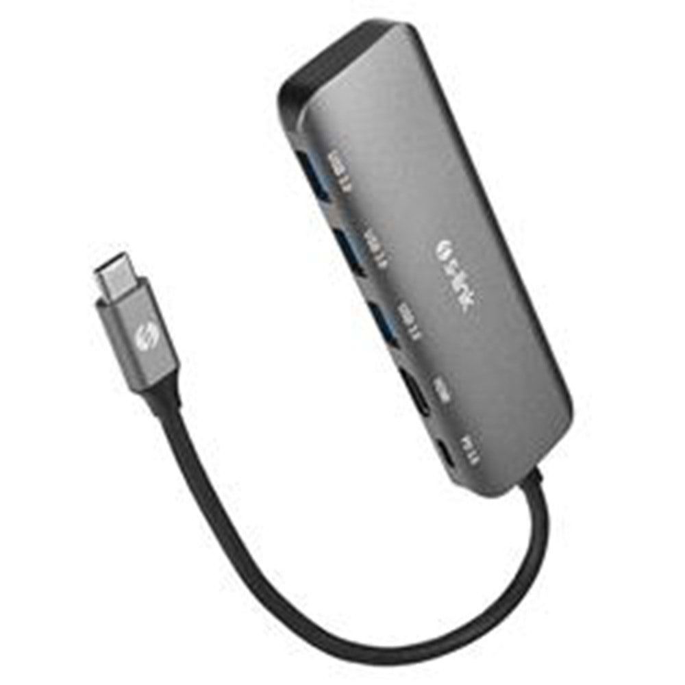 S-link SWV-USBC030 HDMI 4K 30Hz Gri Metal Type-C to 3-USB3.0 6 in 1 1xPD Şarj, 1xUSB-C Adaptör