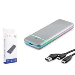 Hadron M2 Hdx1774 Ssd Kutu Type-C3.1 + Usb3.0 Nvme + Ngff M2 Chip Rtl9210B Gri