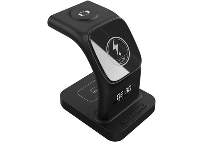 S-link SW-CWF130 Siyah Telefon Kulaklık Akıllı Saat 15W 3 in 1 Magsafe Led Logo Kablosuz Şarj Cihazı