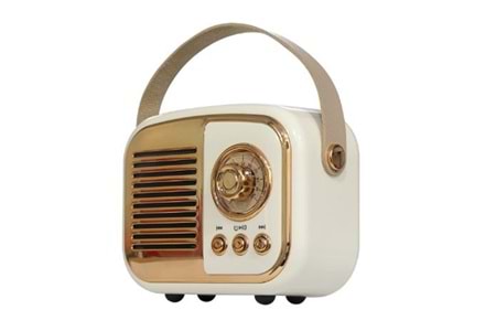 Mikado MD-24BT Echoes 3W 800mAh Beyaz Usb+TF Kart+Bluetooth Destekli Klasik Retro Müzik Kutusu