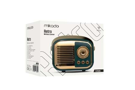 Mikado MD-24BT Echoes 3W 800mAh Yeşil Usb+TF Kart+Bluetooth Destekli Klasik Retro Müzik Kutusu