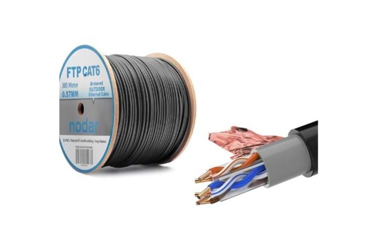 Nodar Nd2002 Ftp Cat6 Dışmekan Kablo 23Awg Çift Pvc 4P- 1-0.57Mm 35Mm Cca 305M Siyah
