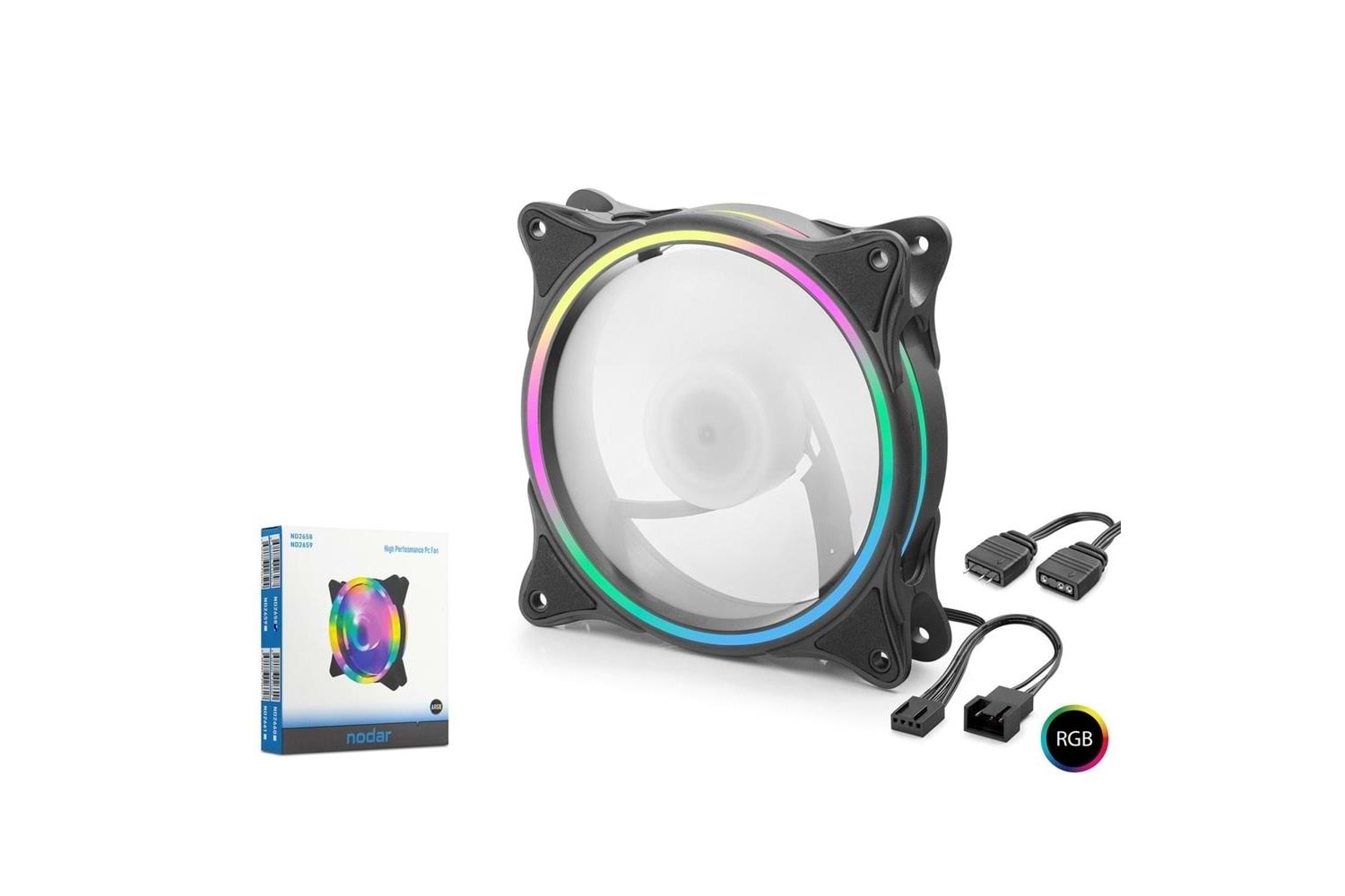 Nodar Nd2658 Kasa Fanı İç ve Halka Tip Argb 12Cm Siyah