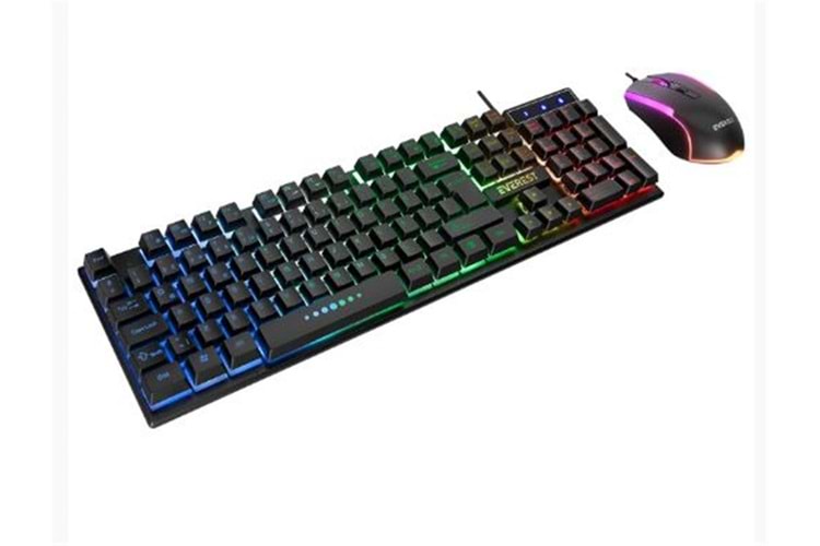 Everest KM-198 Luminax Siyah Gökkuşağı Aydınlatmalı Q Gaming Oyuncu Klavye + Mouse Set
