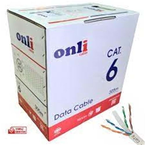 BERK KABLO Gri 23 AWG 0.50mm CAT6 Ethernet Kablosu (8x0.50mm) 100 Metre Cat6 Kablo 