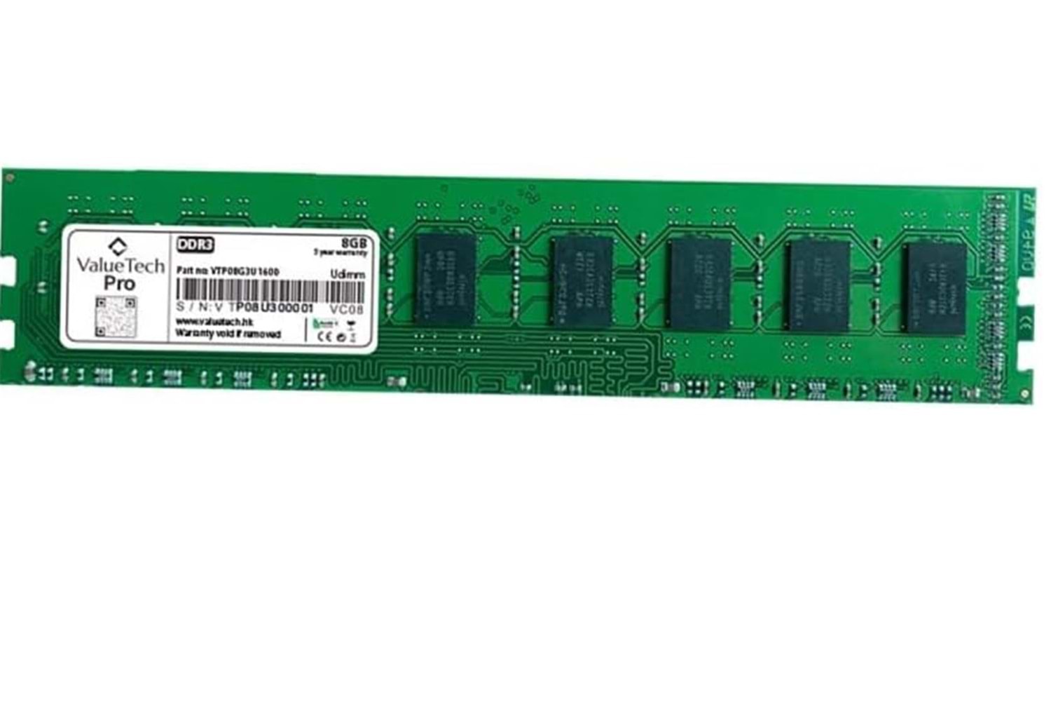 ValueTech Pro 8GB VTP08G3U1600 DDR3 PC3-12800U 1600 MHz Desktop PC Ram