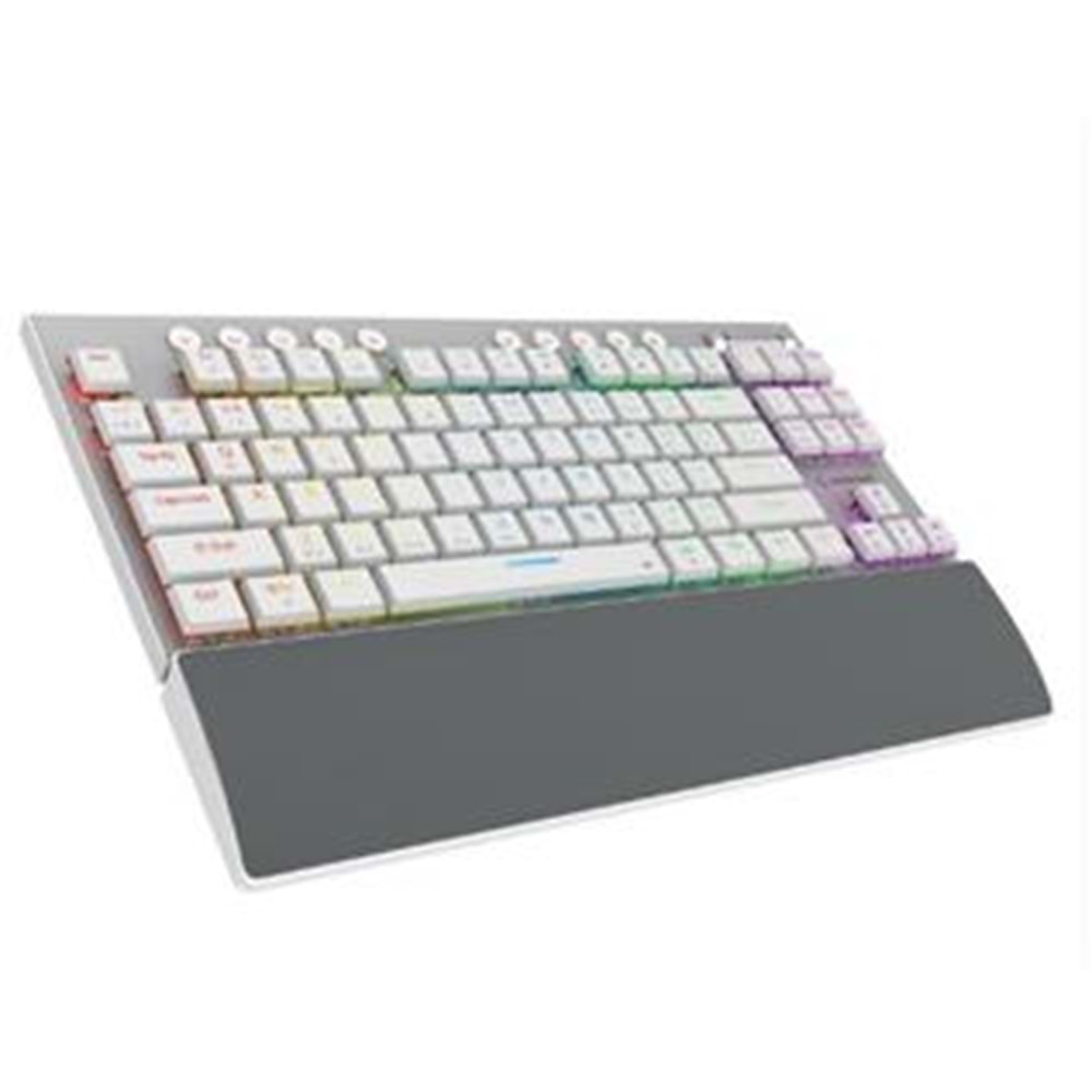 Rampage BERU Beyaz 2.4G + BT Wireless RED SWITCH Mekanik Gaming Oyuncu Klavye Slim RGB