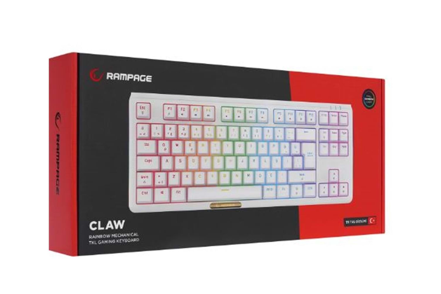 Rampage CLAW Beyaz RED SWITCH Mekanik Gaming Oyuncu Klavye Rainbow TKL