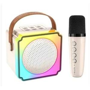 Mikado MD-61BT Krem USB+Bluetooth Destekli Wireless Karaoke Mikrofonlu 1200mAh Taşınabilir Speaker