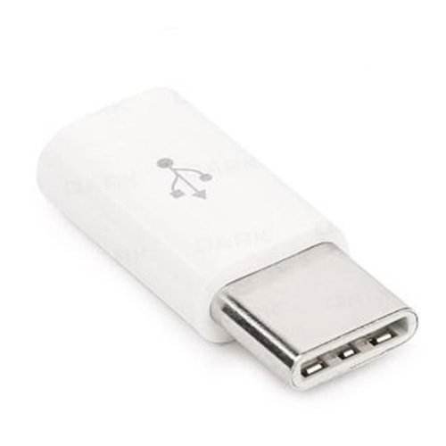 Dark DK-AC-U31XMICROW USB3.1 TypeC Erkek - Micro USB2.0 Dişi Dönüştürücü Beyaz