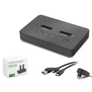HADRON HDX1796 Dual M.2 SSD Disk Docking Station NVMe-SATA Çapraz Klonlama Destekli - Siyah