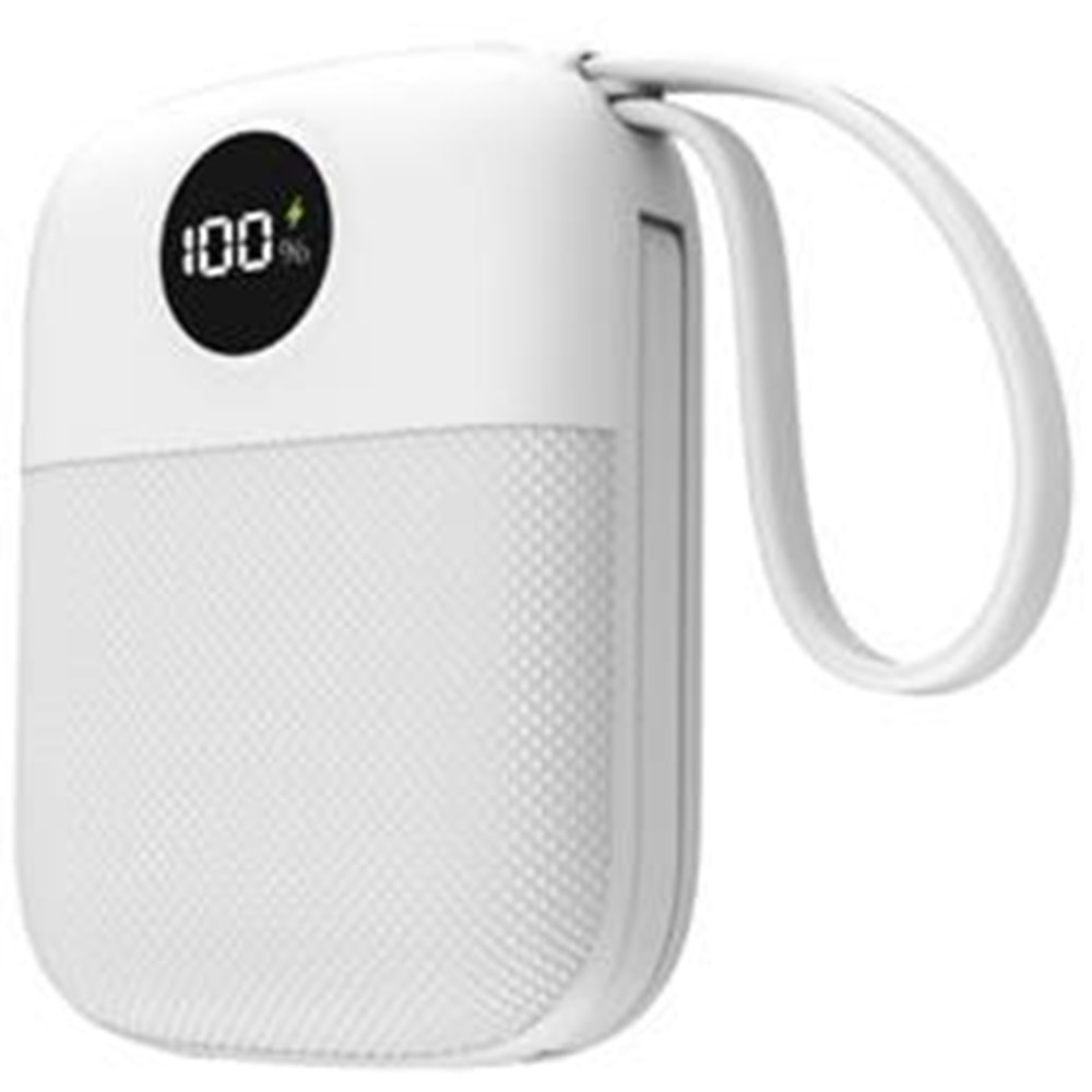 S-link MP110 10000mAh PD22.5W Type-C+Lightning Kablolu Beyaz Pil Şarj Cihazı Powerbank