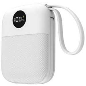 S-link MP110 10000mAh PD22.5W Type-C+Lightning Kablolu Beyaz Pil Şarj Cihazı Powerbank