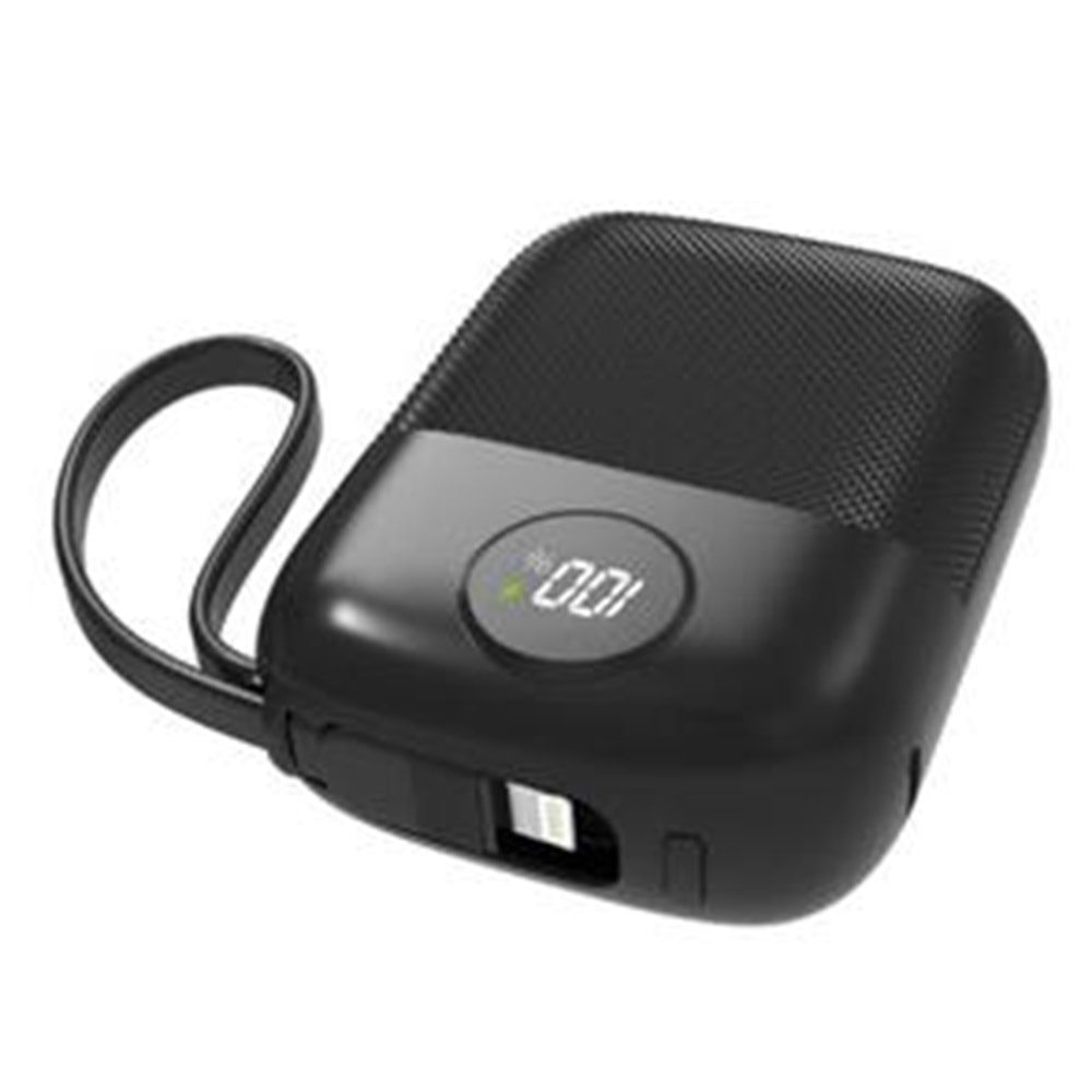 S-link MP110 10000mAh PD22.5W Type-C+Lightning Kablolu Siyah Pil Şarj Cihazı Powerbank