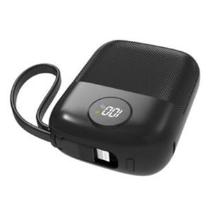 S-link MP110 10000mAh PD22.5W Type-C+Lightning Kablolu Siyah Pil Şarj Cihazı Powerbank