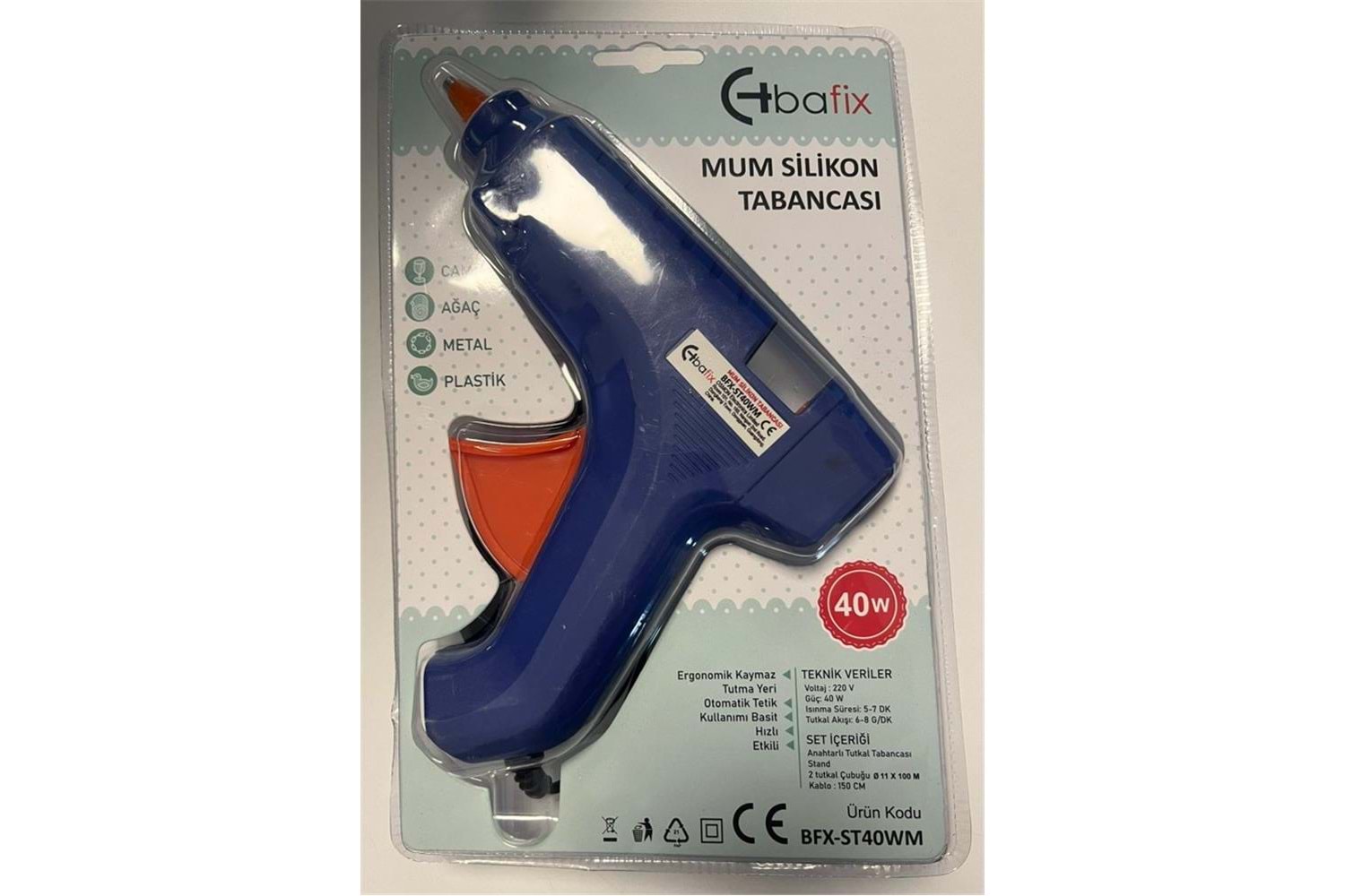 Bafix Mum Silikon Tabancası Mavi 40W
