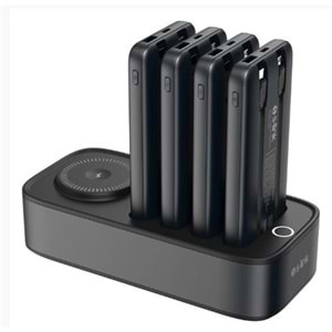 S-link IP-DS40 4 Adet 10000mAH Powerbank li 15W Kablosuz Şarj Siyah Taşınabilir Şarj İstasyonu