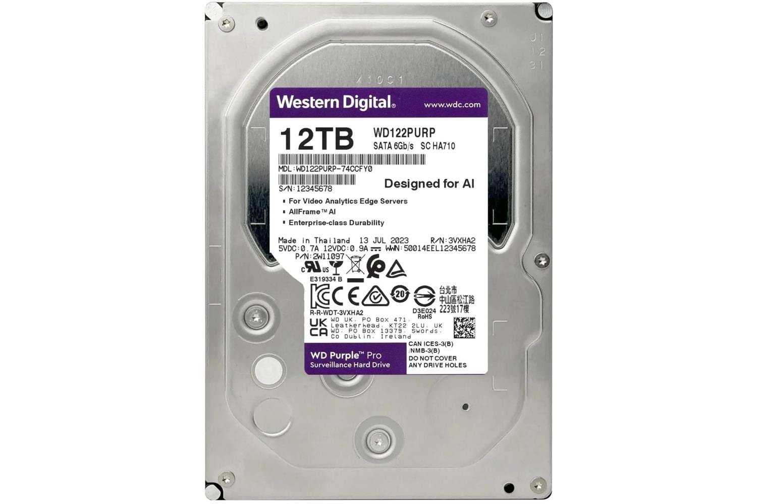 Wd 12Tb Purple Pro WD122PURP 7200 RPM 512MB Cache SATA 6.0Gb-s 3.5
