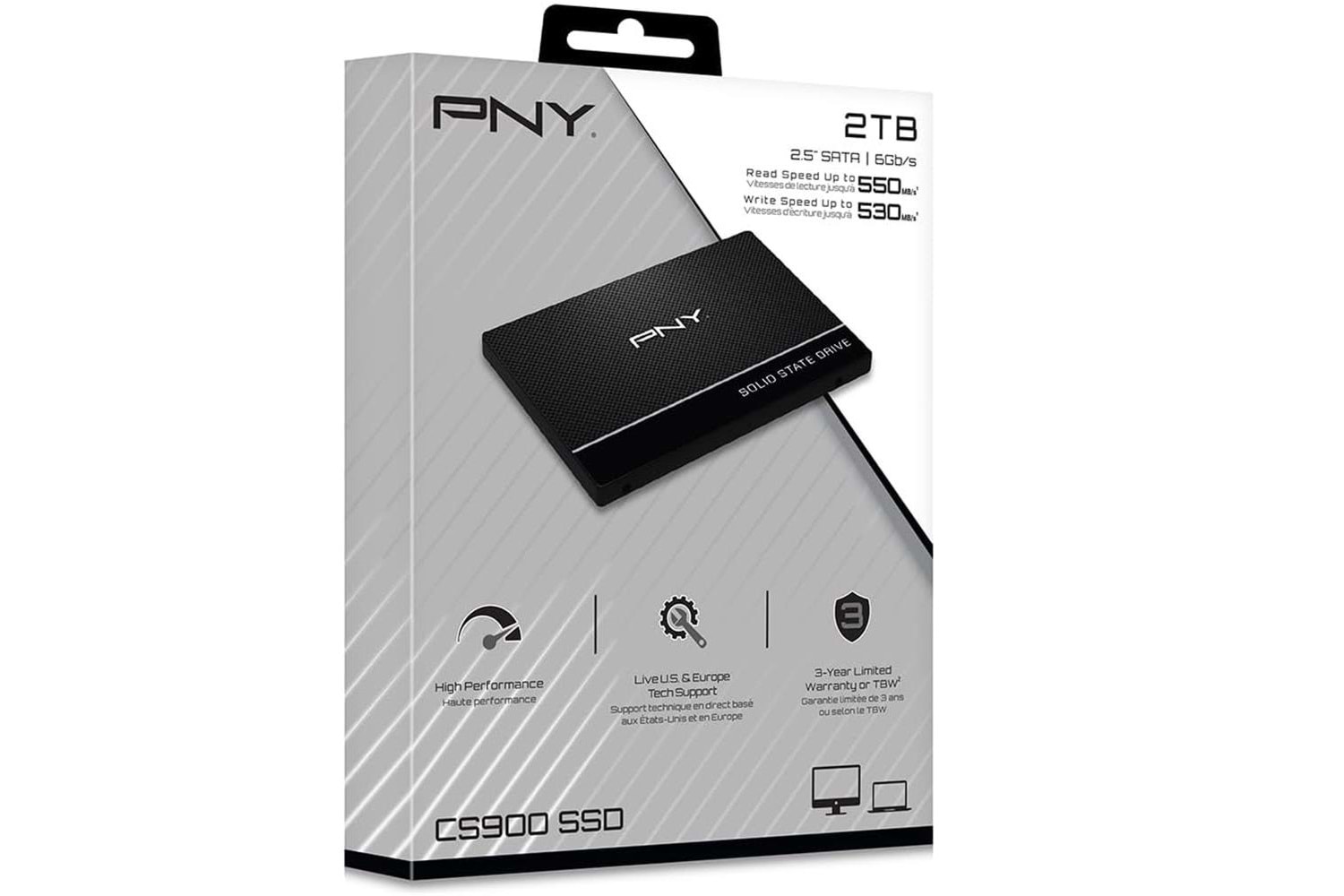 Pny 2Tb CS900 SSD7CS900-2TB-RB 550-530MB-S SSD Sata-3 Disk