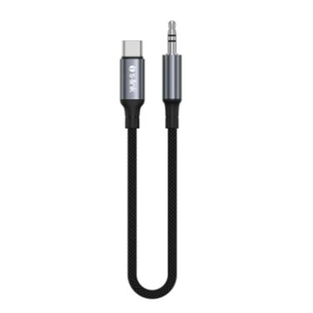 S-link Armor MC-01 1.2m Type-C to M AUX Örgülü Metal Başlıklı Siyah Ses Kablosu