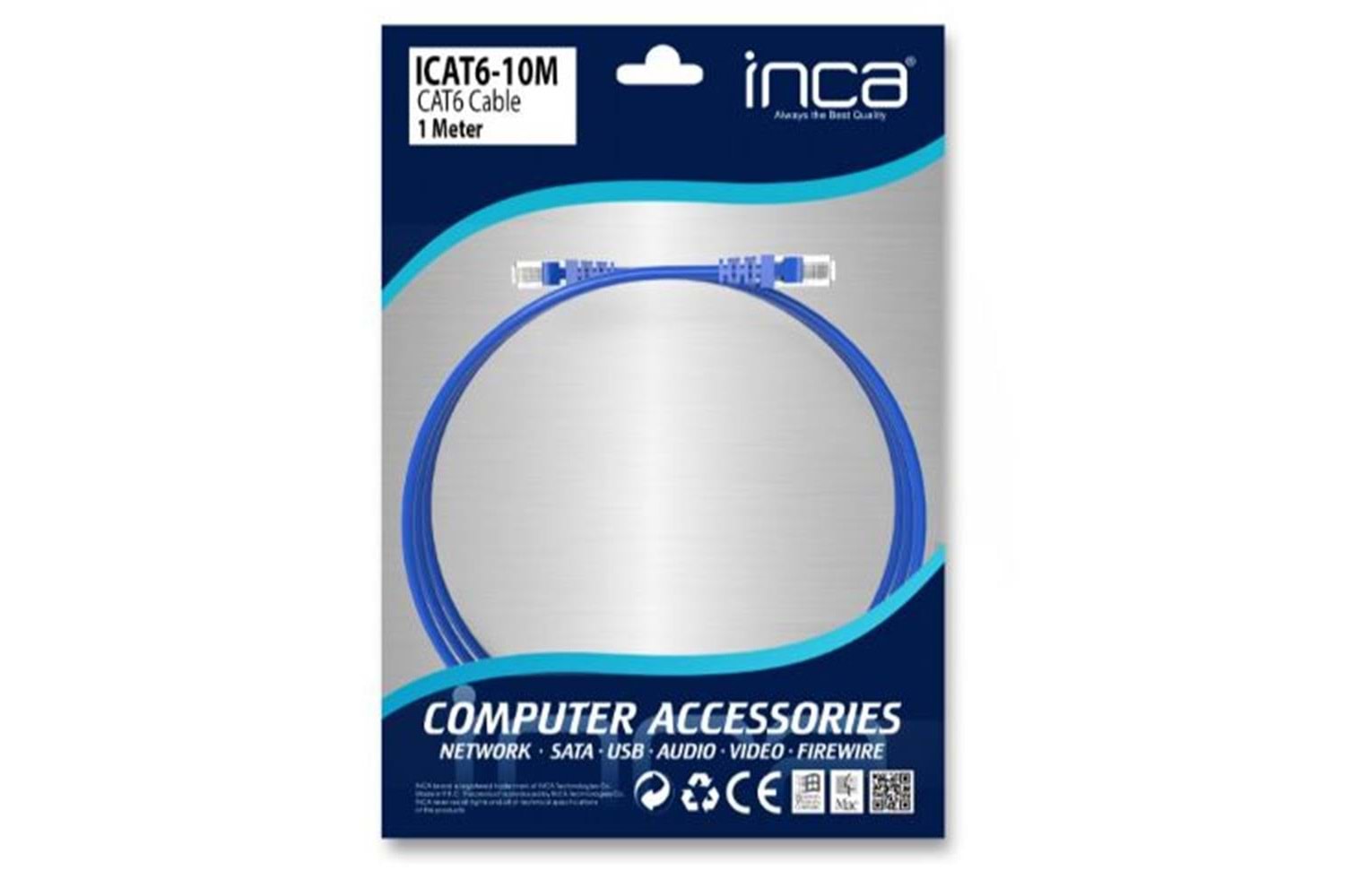 INCA ICAT6-10M 1 Metre Mavi Kablo