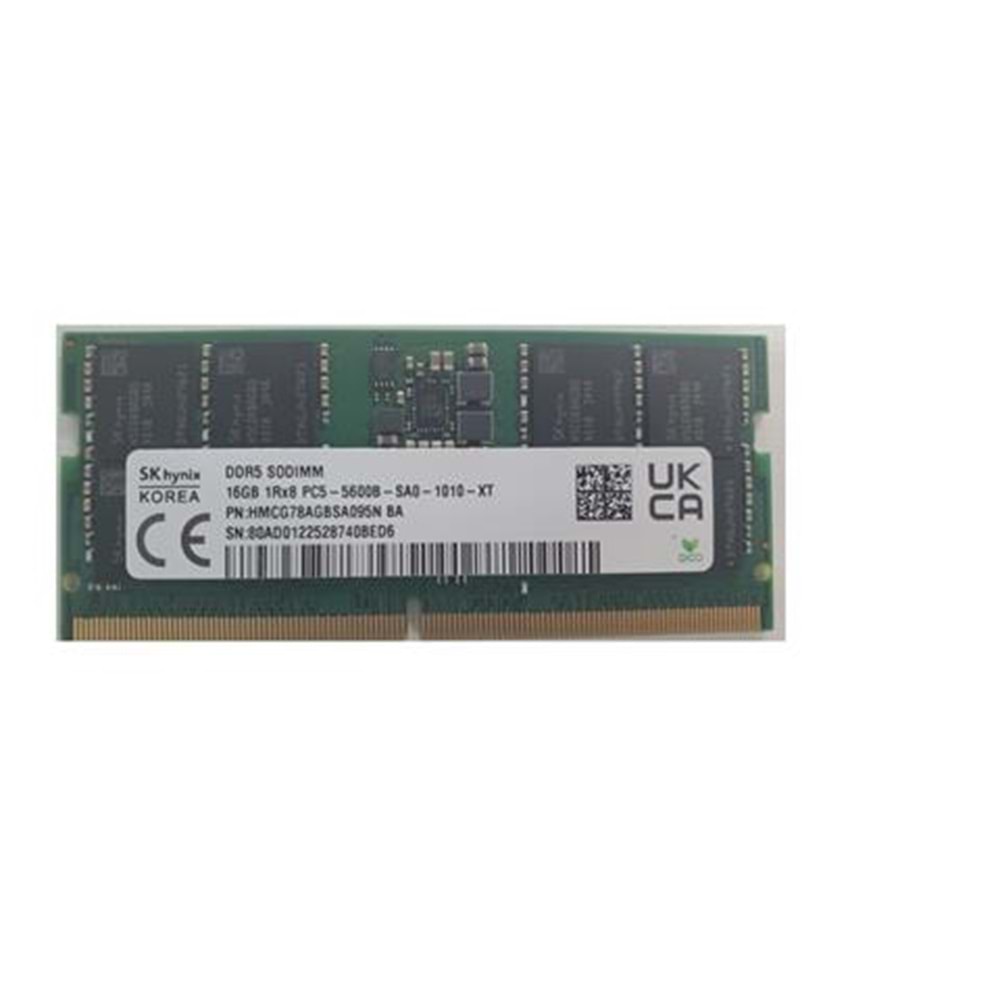 SK Hynix Sk-Hynix HMCG78AGBSA095N 16GB Ddr5 5600MT CL46 262 Pin Sodımm, 1.1V Notebook Ram Bellek