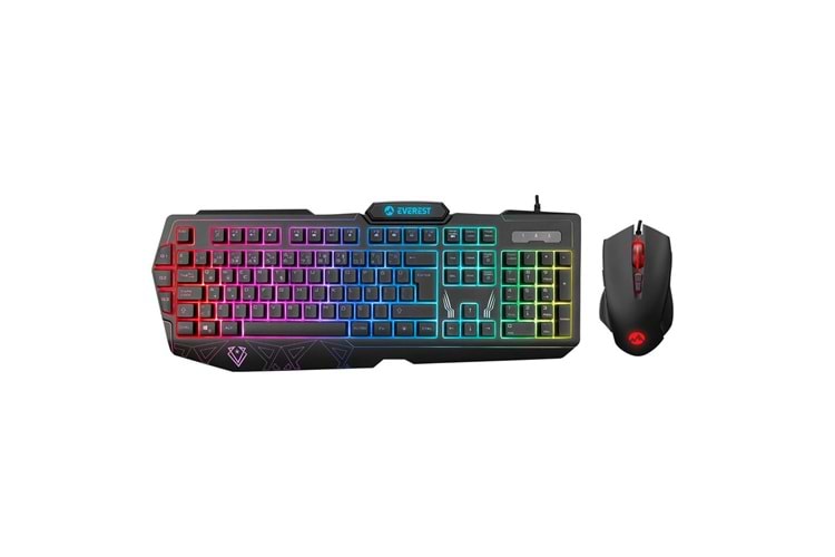 Everest KM-6168 FORMULA COMBO Usb 3 Makro Tuşlu RGB Aydınlatmalı Q Gaming Oyuncu Klavye Mouse Set