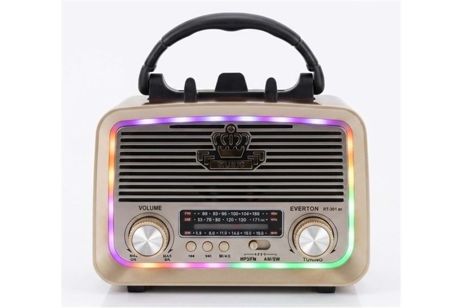 Everton RT-301.m Bluetooth-USB-SD-FM Şarjlı,Solarlı,Ledli, Nostaljik Radyo El Fenerl Radyo