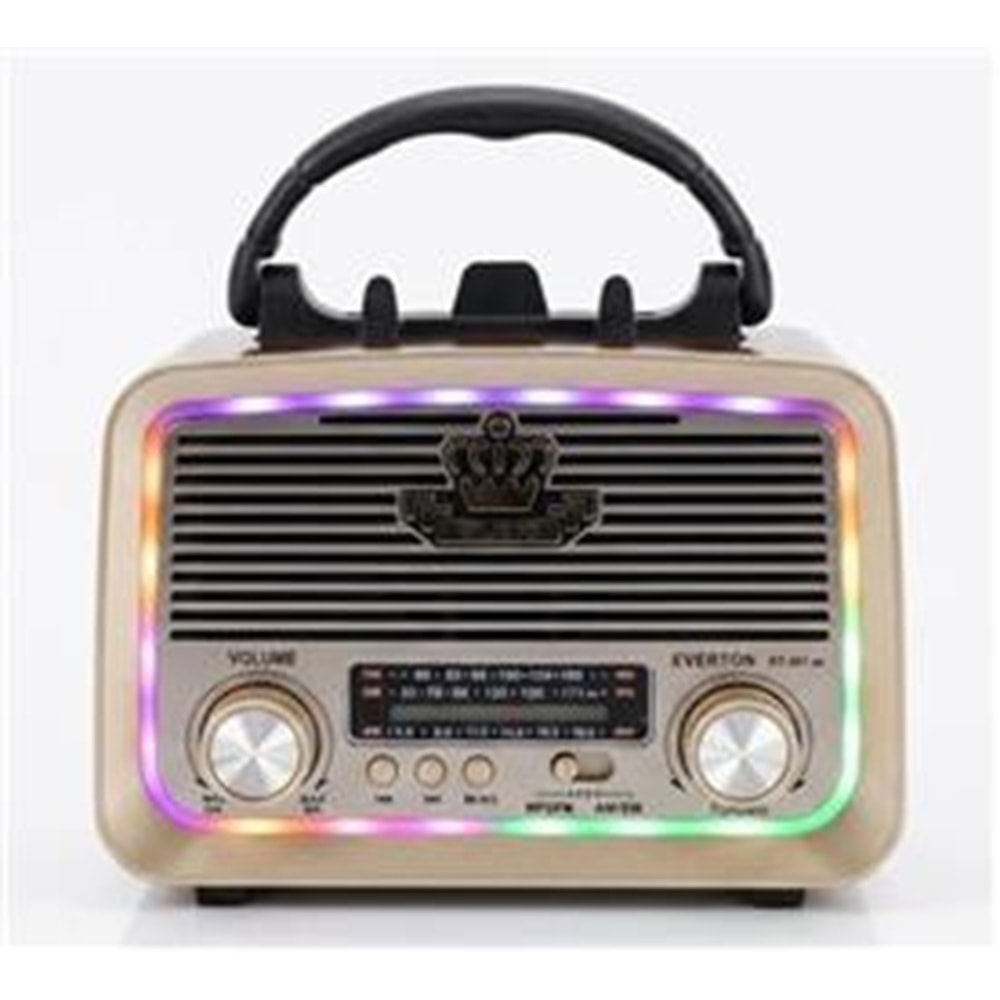 Everton RT-301.m Bluetooth-USB-SD-FM Şarjlı,Solarlı,Ledli, Nostaljik Radyo El Fenerl Radyo