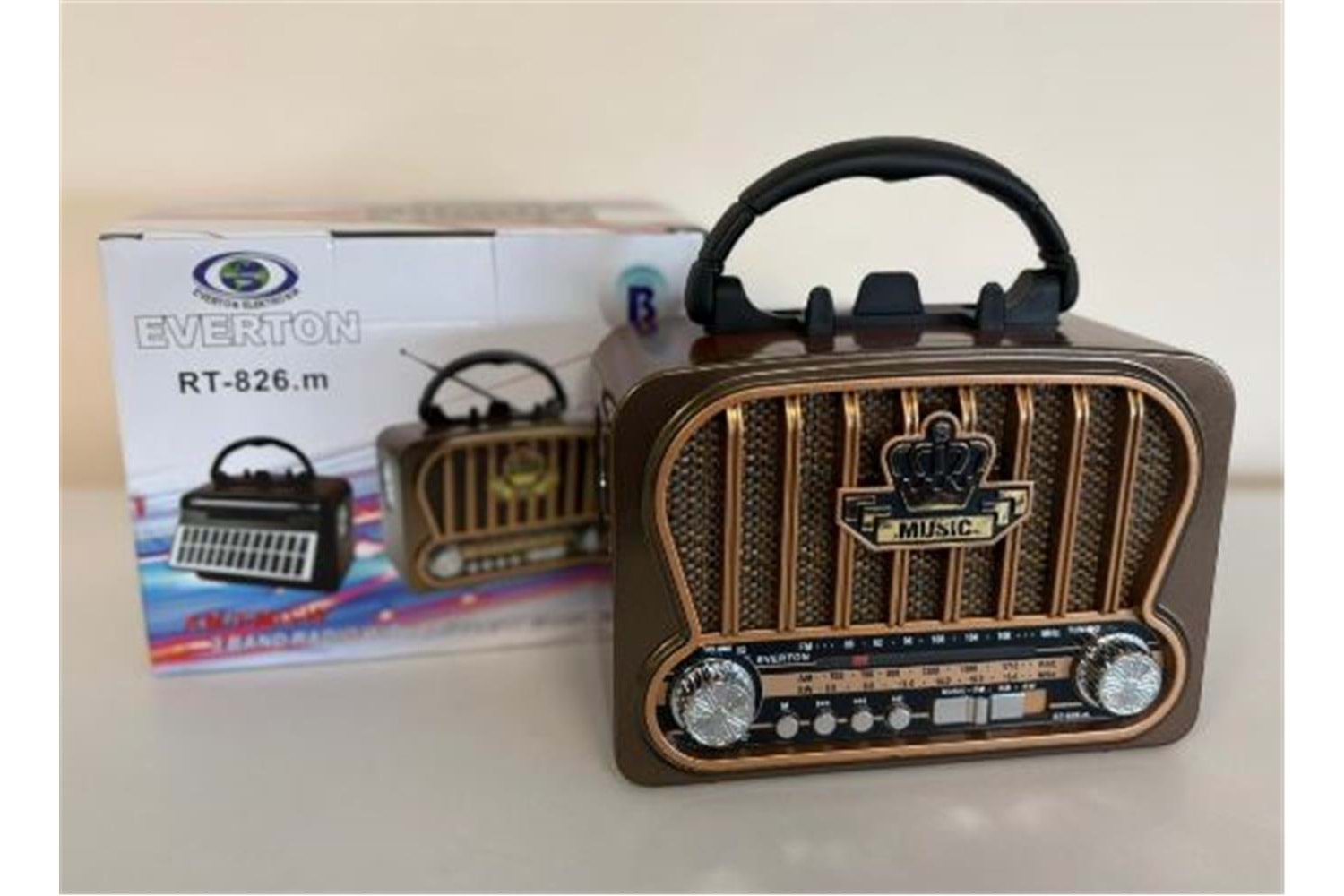 Everton RT-826M Bluetooth-USB-SD-FM Şarjlı Nostaljik Radyo El Fenerli