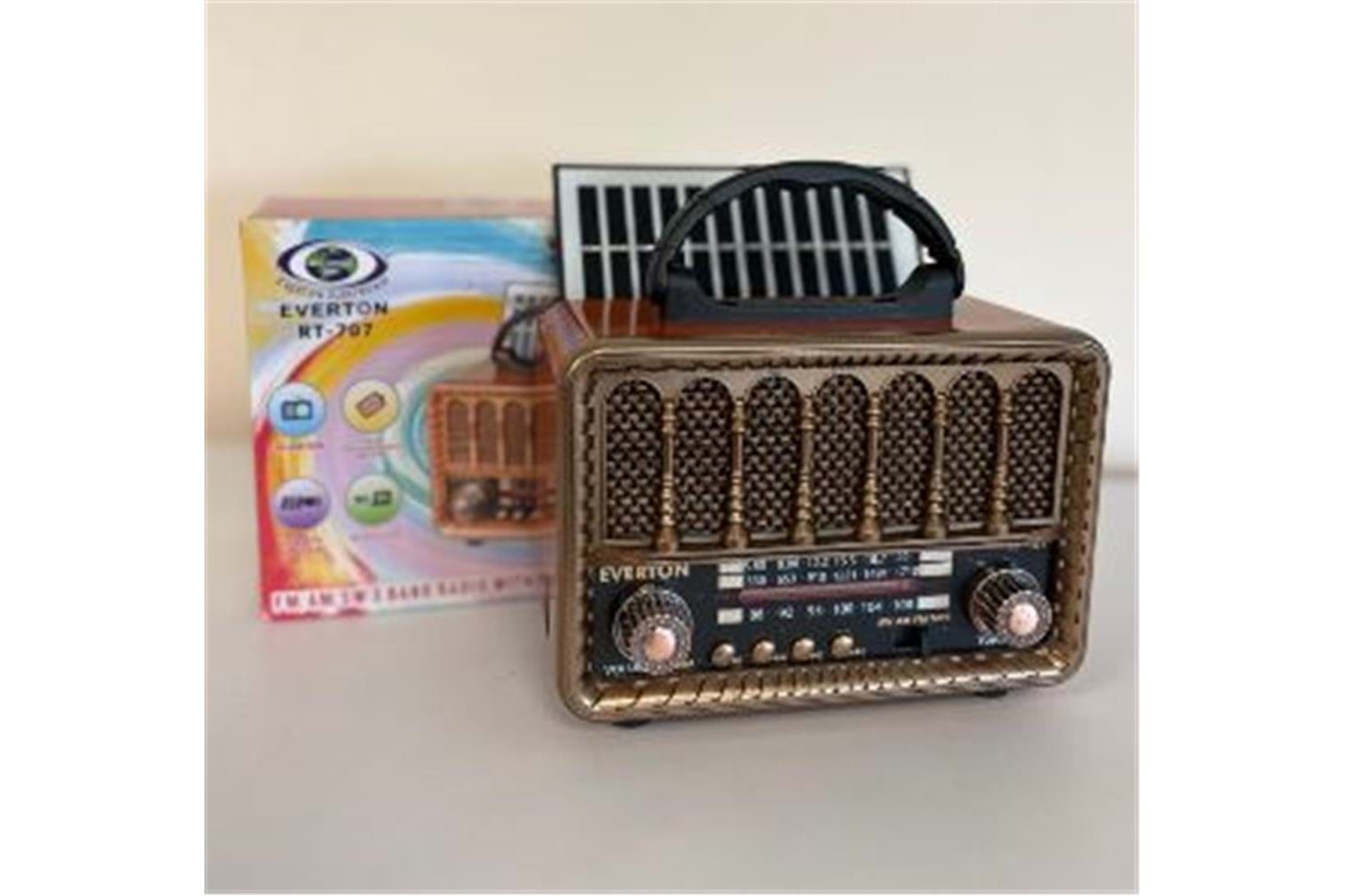 Everton RT-707 Bluetooth-USB-SD-FM Şarjlı Nostaljik Radyo Solarlı Radyo