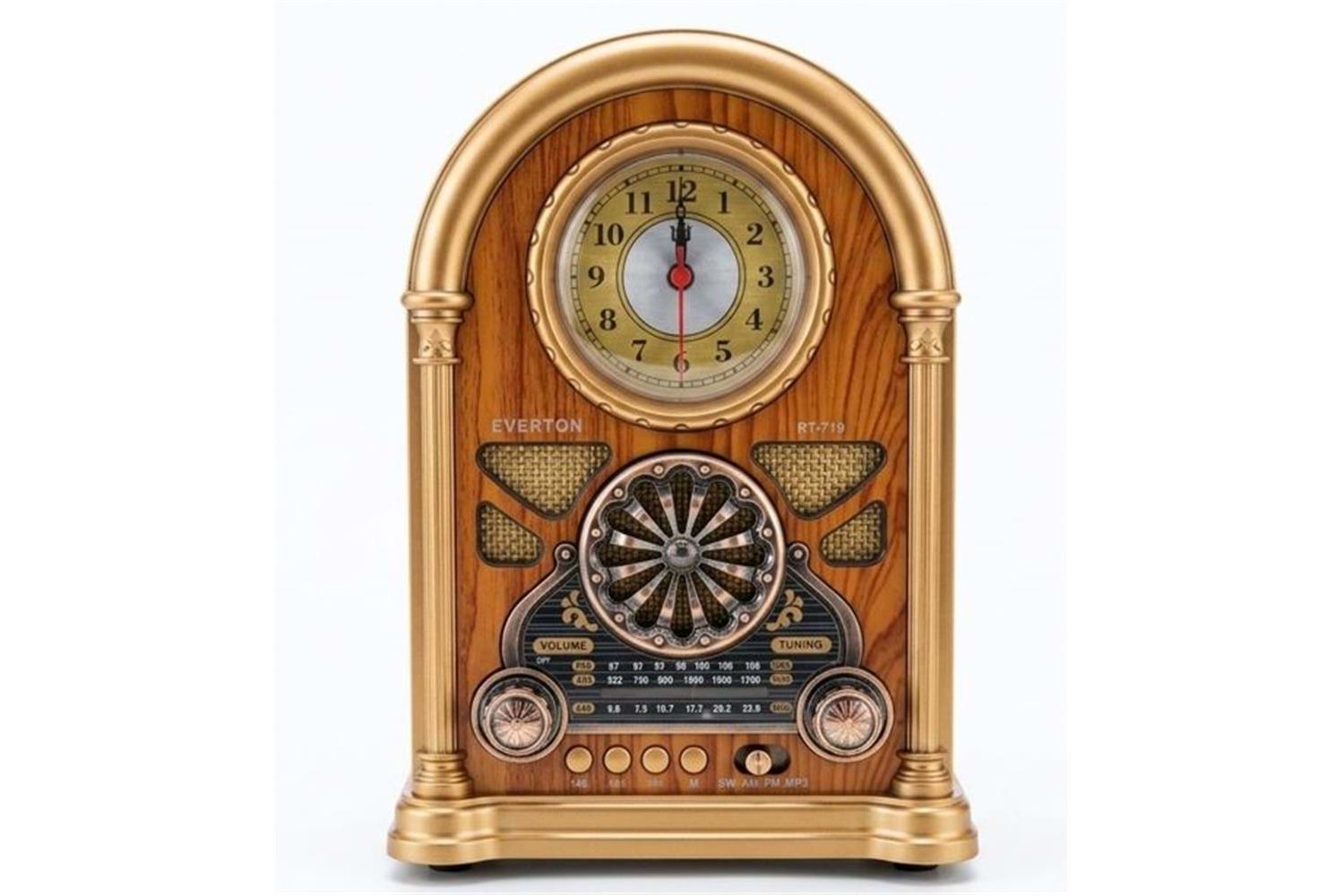 Everton RT-719 Şarjlı, Saat Göstergeli Nostaljik Radyo( Bluetooth-USB-SD-FM)
