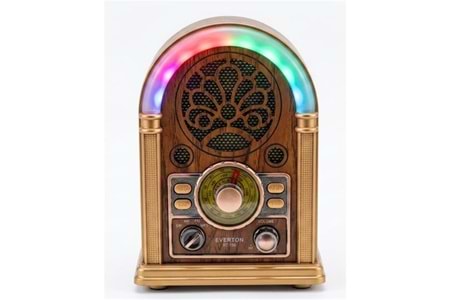 Everton RT-752 Şarjlı, Led Işıklı Nostaljik Radyo( Bluetooth-USB-SD-FM)