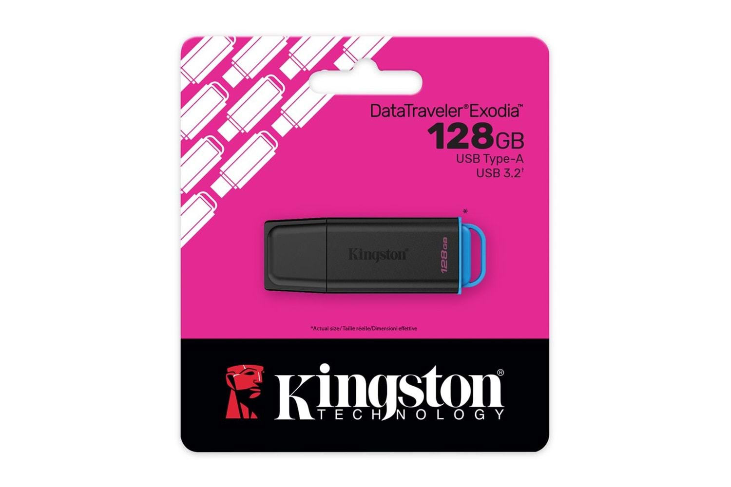 Kingston DTXG2-128GB 128GB Portable USB 3.2 Gen 1 DataTraveler Exodia Black-Blue Flash Bellek