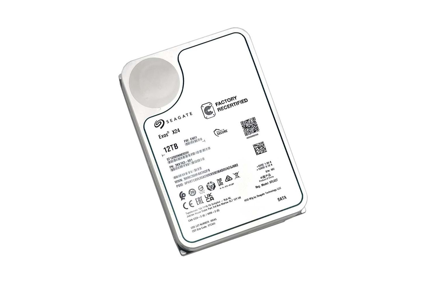 Seagate 12TB Exos X24 ST12000NM000H 7200RPM 3.5in SATA 6.0Gb-s Enterprise Harddisk (İthalat)