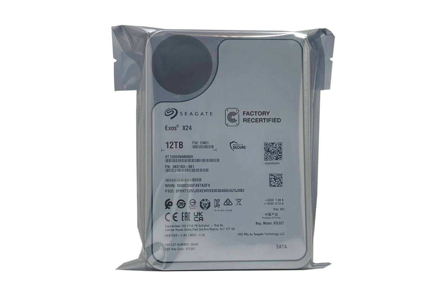 Seagate 12TB Exos X24 ST12000NM000H 7200RPM 3.5in SATA 6.0Gb-s Enterprise Harddisk (İthalat)